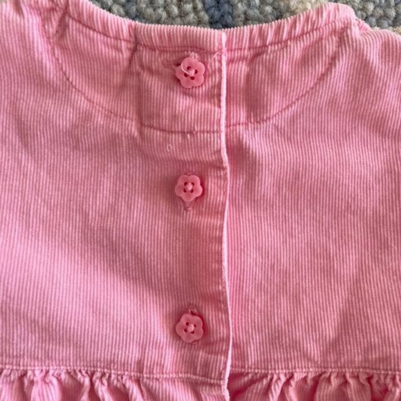 vintage carters baby pink ruffle romper with embroidery and floral applique 6M - Picture 3 of 11